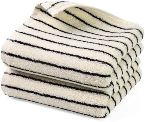 Black and White Striped Hand Towels for Bathroom, Vintage Kitchen Decor