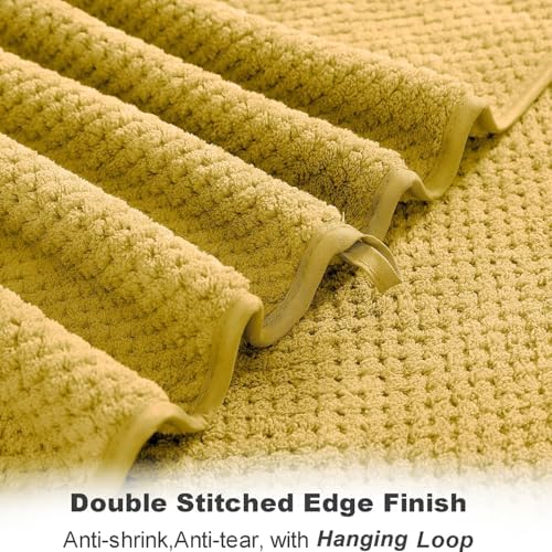 8-Piece Bath Towel Set, 2 Extra Large Bath Towel Sheets, 2 Hand Towels and 4 Washcloths - Highly Absorbent Quick Dry Microfiber,Ultra Soft Towel Set for Bathroom Waffle Weave, Pack of 8 (Sweet Yellow)