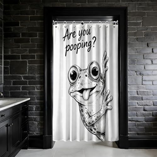 Small Stall Narrow Shower Curtain 48 x 72 Inch Funny Frog Stand Up Cute Animal Shower Curtains for Rv Camper Bathroom Decor Sets, Waterproof Cloth Fabric with Hooks