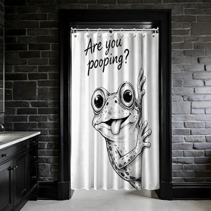 Small Stall Narrow Shower Curtain 48 x 72 Inch Funny Frog Stand Up Cute Animal Shower Curtains for Rv Camper Bathroom Decor Sets, Waterproof Cloth Fabric with Hooks