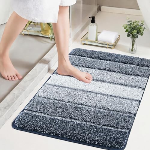 COSY HOMEER Bathroom Rugs 36x24,Ultra Soft Absorbent Bath Mat,Dark Blue