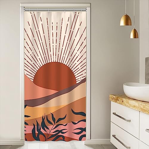 Boho Terracotta Stall Shower Curtain with Hooks 36x72 Inch