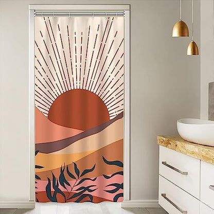 Boho Terracotta Stall Shower Curtain with Hooks 36x72 Inch