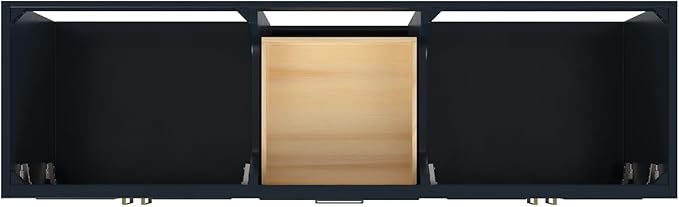 ARIEL Stafford 72-inch Bathroom Vanity with Sink,Solid Wood, 1.5-inch Pure White Quartz Countertop & Backsplash, Double Oval Porcelain Sink, 4 Soft Closing Doors, 6 Dovetail Drawers, Midnight Blue