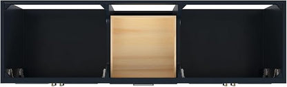 ARIEL Stafford 72-inch Bathroom Vanity with Sink,Solid Wood, 1.5-inch Pure White Quartz Countertop & Backsplash, Double Oval Porcelain Sink, 4 Soft Closing Doors, 6 Dovetail Drawers, Midnight Blue