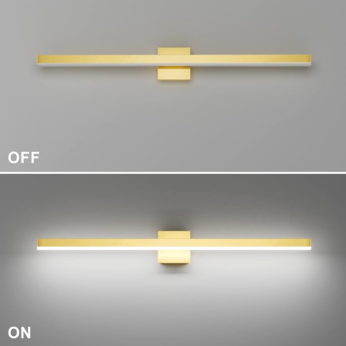 Aipsun Gold Bathroom Light Fixtures 40inch Modern LED Vanity Light for Bathroom Gold Vanity Lights Fixtures 5500K
