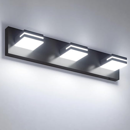 VOLISUN Modern Bathroom Vanity Light Fixtures (3-Light, 24-Inch), Matte Black LED Bathroom Lighting Fixtures Over Mirror, 360°Rotatable Head, LED Vanity Lights for Bathroom (Cool White 6000K)
