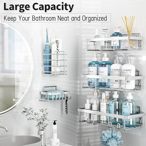 Liuoud 10 Pack Shower Caddy for Inside Shower Silver Bathroom Storage Decor