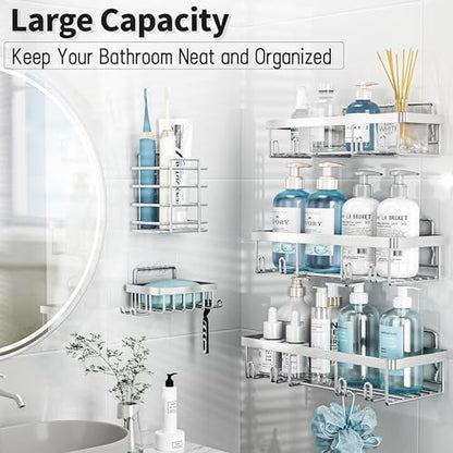 Liuoud 10 Pack Shower Caddy for Inside Shower Silver Bathroom Storage Decor