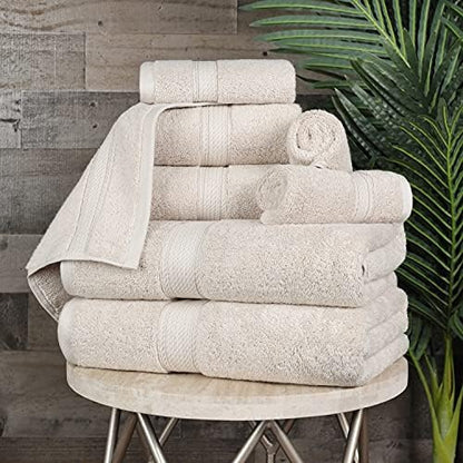 SUPERIOR Egyptian Cotton Ultra Plush & Absorbent, 8 Piece Set, Stone