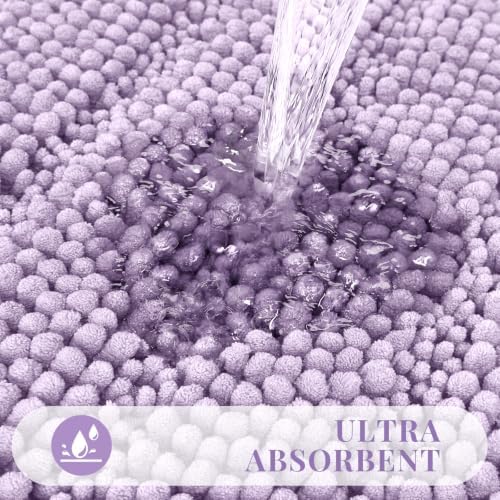 Bcoimo Small Bath Rug Mat,24x17 Extra Soft Chenille Lavender Bathroom Mats