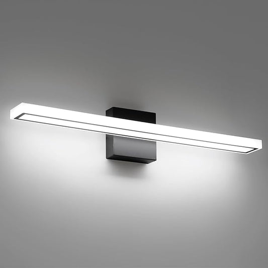 24inch Black LED Bathroom Vanity Light Bar 18W Modern Bath Light Fixture Over Mirror Vanity Light Cool White 6000K