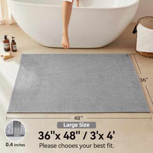 Triohero Large Bathroom Rugs Non Slip Washable Bath Rugs Super Absorbent Bathroom Rug Thin Quick Dry Low Pile Bath Mats, Light Grey 36x48