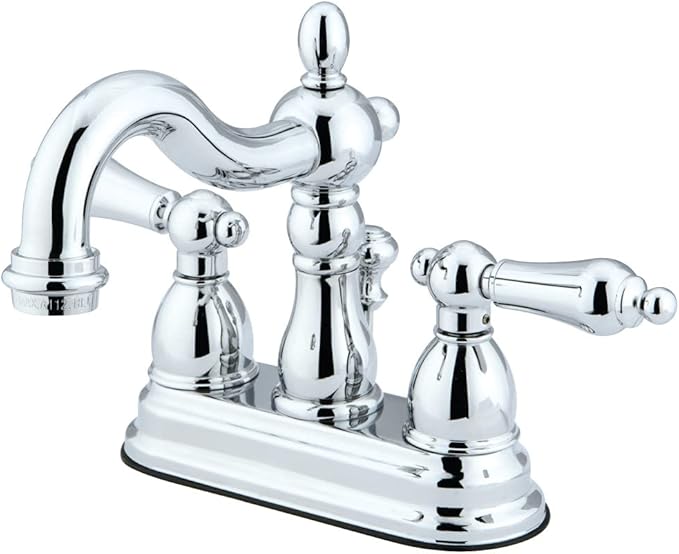 Kingston Brass KB1601AL Heritage 4-Inch Centerset Lavatory Faucet with Metal Lever Handle, Polished Chrome