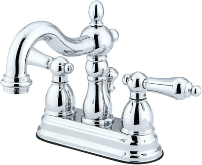 Kingston Brass KB1601AL Heritage 4-Inch Centerset Lavatory Faucet with Metal Lever Handle, Polished Chrome