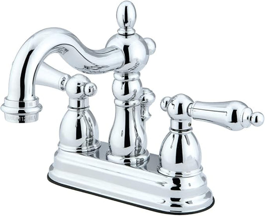 Kingston Brass KB1601AL Heritage 4-Inch Centerset Lavatory Faucet with Metal Lever Handle, Polished Chrome