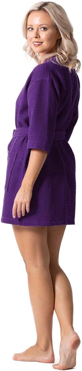 Lightweight Waffle Knit Bath, Spa & Bridesmaids Kimono Short Robes for Women - Quick Dry & Soft
