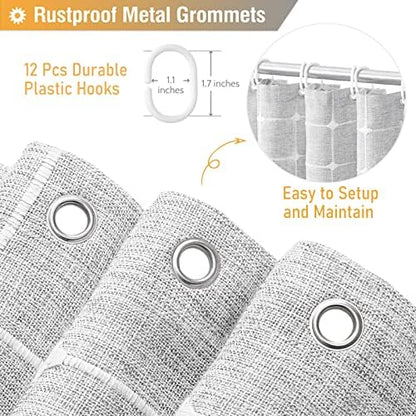 BTTN 72x78 Boho Farmhouse Linen Heavy Duty Cloth Shower Curtain, Gray/Grey