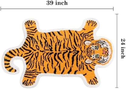 Yellow Tiger Bath Mat for Bathroom Non Slip Cartoon Carpet 24x39in
