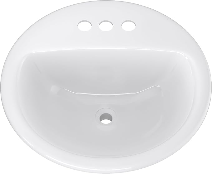 PROFLO PF194R Rockaway 19" Circular Vitreous China Drop In Bathroom Sink with Overflow and 3 Faucet Holes at 4" Centers - White
