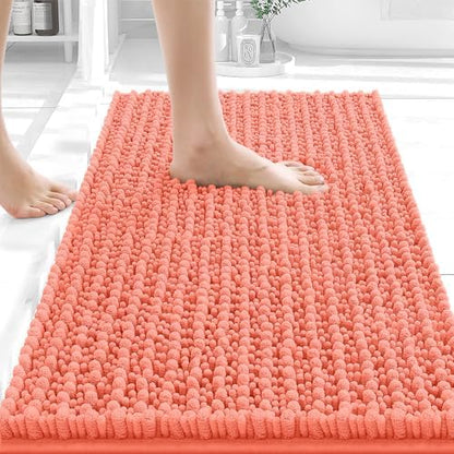 OLANLY Small Bathroom Rugs 24x16, Thick Soft Absorbent Chenille Bath Rugs