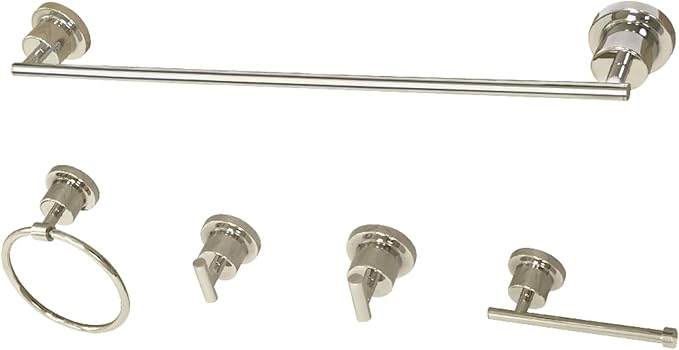 Kingston Brass BAH82134478PN Concord 5-Piece 24-Inch Towel Bar Bathroom Accessory Set in Polished Nickel