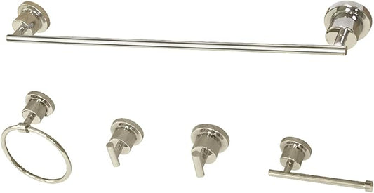 Kingston Brass BAH82134478PN Concord 5-Piece 24-Inch Towel Bar Bathroom Accessory Set in Polished Nickel
