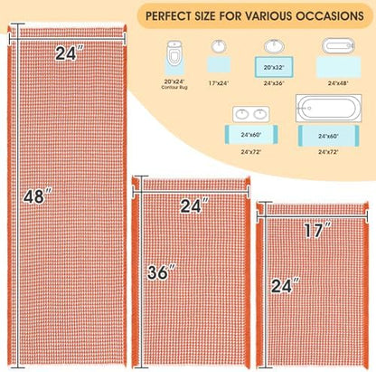 IM HOME Waffle Bath Mat Set 3 Piece Orange & Cream,Woven Modern Bath Rug Mats, Absorbent Non Slip Bath Floor Mat, Soft Washable Boho Bath Rugs with Tassels for Bathroom, Bedroom, Kitchen, Tub