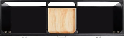 DKB Bradford 72 Inch Bathroom Vanity Double Sink — Black Bathroom Vanity with Sink, 1.5" Edge Carrara White Countertop & Backsplash, 4 Soft-Close Doors, and 3 Dovetail Drawers