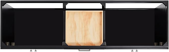 ARIEL Hamlet 72-inch Bathroom Vanity with Sink,Solid Wood, 1.5-inch Carrara White Quartz Countertop & Backsplash, Double Rectangular Porcelain Sink, 4 Soft Closing Doors, 3 Dovetail Drawers, Black