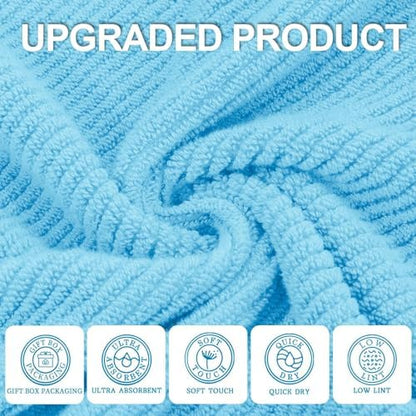VOOVA & MOVAS 6PC Towel Set, 100% Cotton, Blue