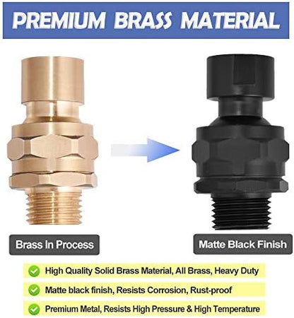 Shower Head Swivel Ball Adapter Brass Adjustable Shower Arm Connector Universal Showering Component (Matte Black)