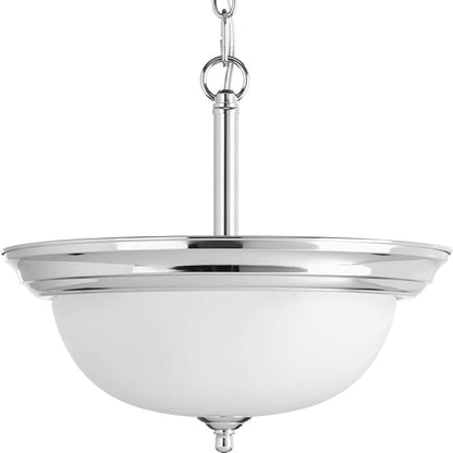 Progress Lighting 2-Light Ceiling Light, Semi-Flush Mount or Hanging Ceiling Light Fixture for Interior Kitchen Lights or Hallway, 13-3/16" by 11-5/16", Polished Chrome, Etched Glass Shade