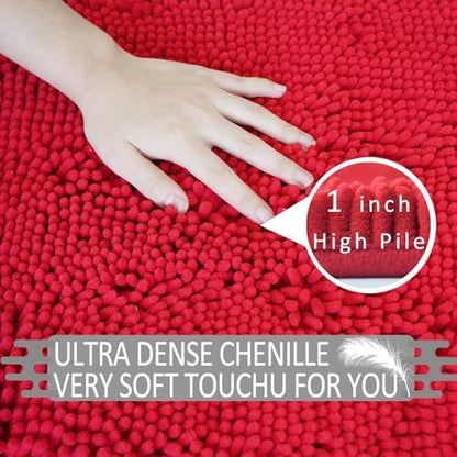 Bathroom Rugs Sets 3 Piece Non Slip,Bath Rugs with PVC Backing Bath Carpet,Bathroom Rug Washable,Absorbent,Plush Carpet Mats,Bath Mats for Bedroom, Kitchen,Tub,Home Decor(Red)
