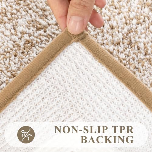 Pauwer Bathroom Rugs 3 Piece Set, Non Slip Washable Bath Mat, Khaki