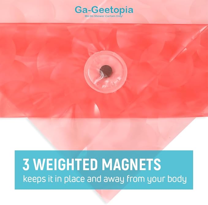 Ga-Geetopia EVA 3D Coral Pearl Water Cube Plastic Shower Curtain Liner - Premium Light Weight 72" x 72" Red Bathroom Shower Showroom Curtain Liner with Rustproof Metal Gromments and Weighted Magnet