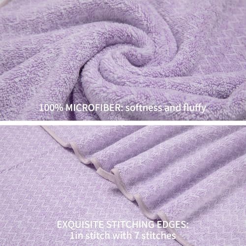 Ultra Soft Bath Towel Set,12 Piece (4 Bath Towels,4 Hand Towels,4 Washcloths) Family Bathroom Towels Set with Hanging Loop,Quick Dry Extra Absorbent Shower Towel for Bathroom,Hotel,Spa-Light Purple