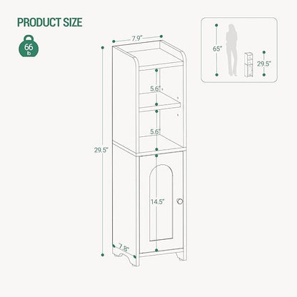 Bathroom Storage Cabinet, Corner Floor Cabinet with Doors and Adjustable Shelf, Narrow Toilet Paper Cabinets, Bathroom Organizer for Small Spaces, Brown BC19701X