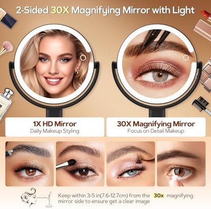 B Beauty Planet Vanity Mirror with Lights, Magnifying Makeup Mirror 30X/1X