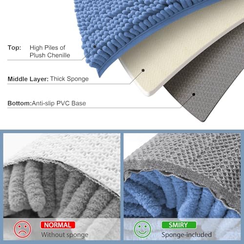 Smiry Bathroom Rugs 24X16, Luxury Chenille Extra Soft Absorbent Bath Mat