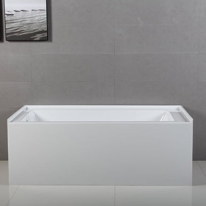 KINGSTON BRASS VTDE603122L 60-Inch Contemporary Alcove Acrylic Bathtub with Left Hand Drain and Overflow Holes, White