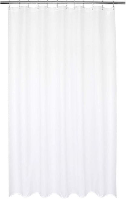 Barossa Design Waterproof Fabric Shower Curtain or Liner Microfiber 72" W x 80" H - Extra Long, Hotel Quality, Machine Washable, White Shower Liner for Bath Tub, 72x80 Inches