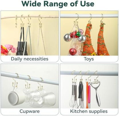 24 Pcs Shower Curtain Hooks, Goowin Shower Curtain Rings, Durable Gold Shower Curtain Hooks, Double Glide Shower Curtain Rings Rust Proof, Simple Shower Hooks for Shower Curtain & Liner, Gold