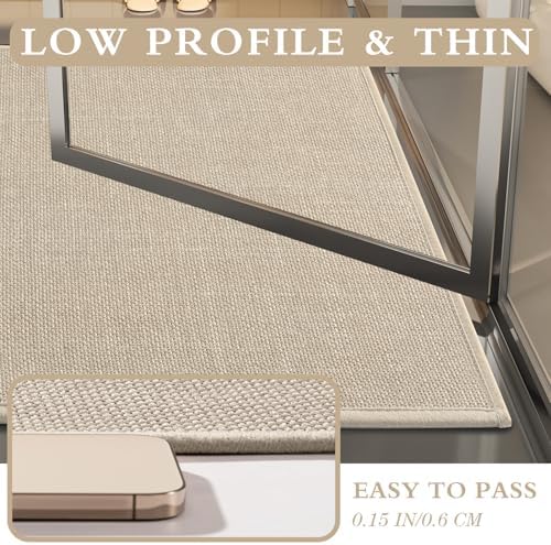 YIHOUSE Bathroom Rugs Thin Bath Mat Sets 2 Pieces Quick Dry,Beige