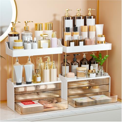 StorBin Arcylic 5-Tier Makeup & Skincare Organizer for Vanity, Bath, 2 Sets