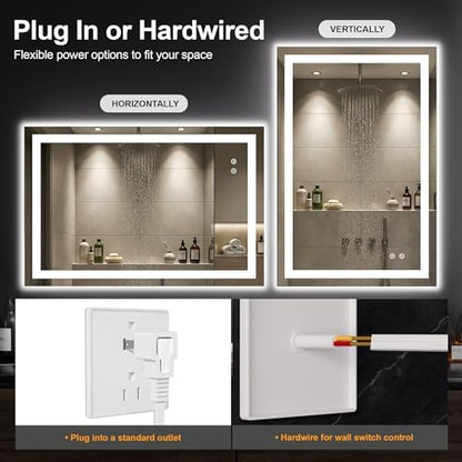 36x24 LED Bathroom Mirror with Lights, Lighted Vanity Mirror for Wall