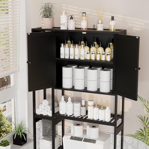 Bamboo Over-the-Toilet Storage Cabinet with Shelves for Small Bathrooms
