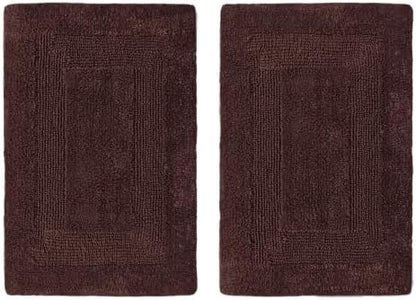 COTTON CRAFT Bath Rugs - 2 Pack Large 20x30 Soft Plush Bath Mats - Brown
