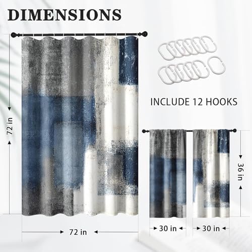 Shower Curtain Set, for Bathroom Decor 72" x 72", Abstract Modern