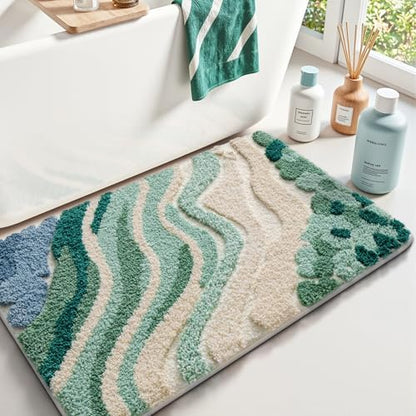 LUMI Beach Bathroom Rug 20x32, Soft Absorbent Bath Mat, Non Slip